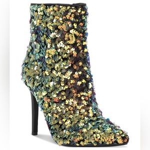 INC Reisa Gold Sequins Dress Booties NWT